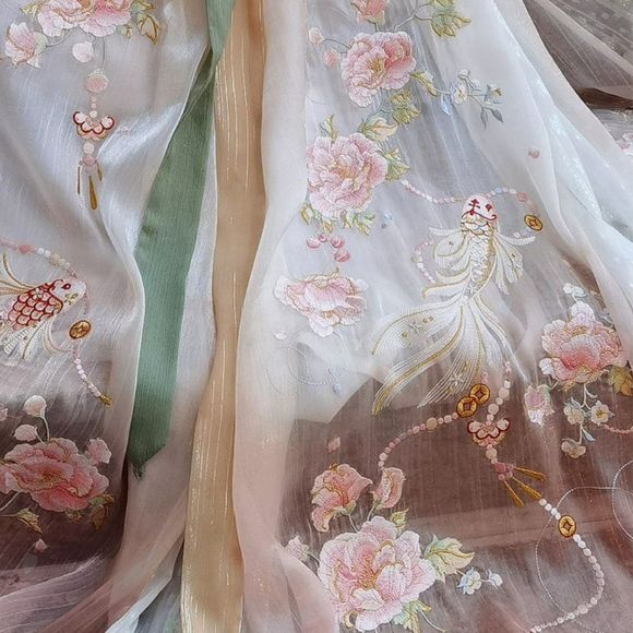 Koi Blessings Embroidered Gown | Traditional Hanfu - Picture 6 of 10